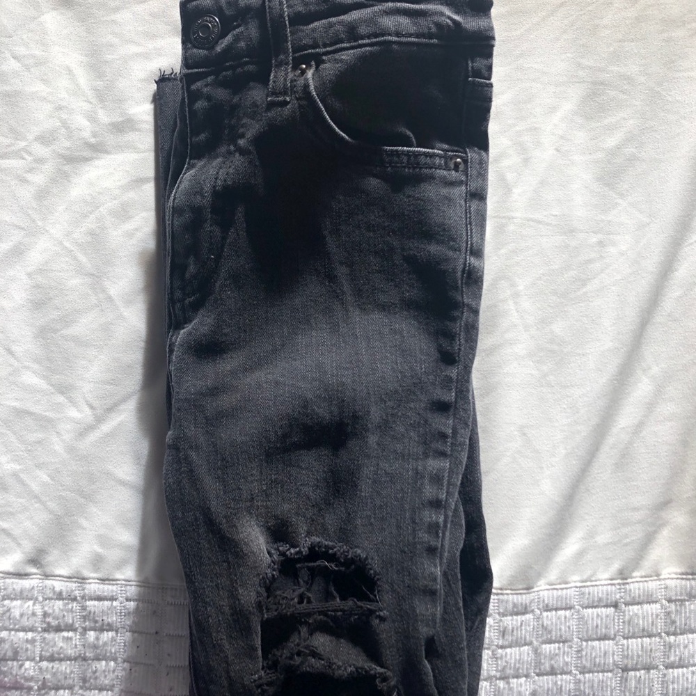 black washed denim ripped jeans